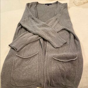 American Eagle Outfitters Gray Knit Cardigan V-Neck